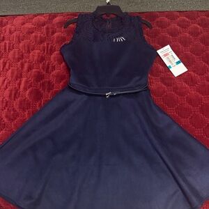 Rare Editions Navy Sleeveless Kids Dress